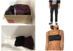 30X ASSORTED CLOTHING TO INCLUDE WOMEN'S BANDEAU SWIM TOP (AVAILABLE IN PLUS SIZE), WASHED BLACK, XL PLUS, MEN'S SLIM-FIT STRETCH CARGO TROUSERS (AVAILABLE IN BIG & TALL), BLACK, 32W / 32L.