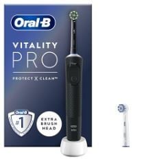 ORAL-B PRO 3 ELECTRIC TOOTHBRUSHES FOR ADULTS, GIFTS FOR WOMEN / MEN, 1 CROSS ACTION TOOTHBRUSH HEAD & TRAVEL CASE, 3 MODES WITH TEETH WHITENING, 2 PIN UK PLUG, 3500, BLACK, ORAL B.