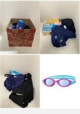 X15 ASSORTED SWIMMING ITEMS TO INCLUDE ZOGGS CHILDREN'S PANORAMA JUNIOR SWIMMING GOGGLES WITH UV PROTECTION, WIDE VISION AND ANTI-FOG (6-14 YEARS), PURPLE/AQUA/TINT BLUE.