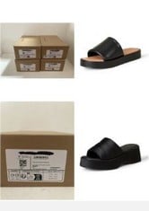 X4 ASSORTED FOOTWEAR TO INCLUDE WOMEN'S PLATFORM SLIDE ON SANDAL, BLACK SATIN, 9 UK , WOMEN'S SLIDE FLATFORM SANDALS, BLACK, 9 UK.