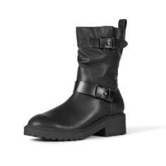 4 X ESSENTIALS WOMEN'S CROPPED BIKER BOOT, BLACK, 8.5 UK.