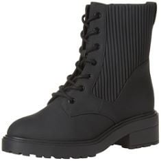 X4 ASSORTED FOOTWEAR TO INCLUDE ESSENTIALS WOMEN'S RUBBERISED COMBAT BOOT WITH CHUNKY OUTSOLE, BLACK, 8 UK, ESSENTIALS WOMEN'S RUBBERISED COMBAT BOOT WITH CHUNKY OUTSOLE, OXBLOOD, 8 UK.