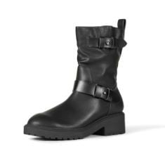 4 X ESSENTIALS WOMEN'S CROPPED BIKER BOOT, BLACK, 7.5 UK.