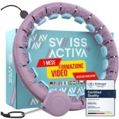 9 X SWISS ACTIVA+ S2 XXL SMART HULA HOOP WITH WEIGHT BALL - UP TO 47IN/ 120CM FOR PLUS SIZE XXL - WON'T FALL OFF - WEIGHT LOSS HOOP FOR WOMEN - SMART FITNESS HULA HOOP WITH WEIGHT.