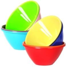 9 X YOUNGEVER 9 PACK 650ML REUSABLE PLASTIC BOWLS, CEREAL BOWLS, SOUP BOWLS, SET OF 9 IN 9 ASSORTED COLORS.