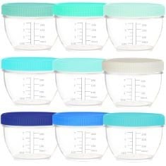 9 X YOUNGEVER 18 PACK 1 CUP SMALL FOOD CONTAINERS WITH LIDS, 250ML FOOD STORAGE CONTAINERS, CONDIMENT, AND SAUCE CONTAINERS WITH LIDS LABELS (COASTAL).