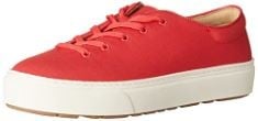 ESSENTIALS WOMEN'S COMFORTABLE LACE UP TRAINERS, RED, 7 UK.