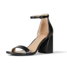 4 X ESSENTIALS WOMEN'S HIGH-HEEL NOLA, BLACK FAUX LEATHER, 7 UK.