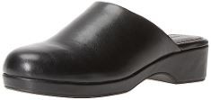 4 X ESSENTIALS WOMEN'S SLIP-ON CLOG, BLACK PU LEATHER, 3 UK.