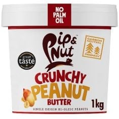 30 X PIP & NUT - CRUNCHY PEANUT BUTTER (1KG) | NATURAL NUT BUTTER, NO PALM OIL, NO ADDED SUGAR, HI-OLEIC PEANUTS, HIGH IN UNSATURATED FATS, GLUTEN FREE, VEGAN, DAIRY FREE BB: 30/11/24.