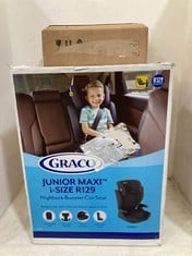 GRACO JUNIOR MAXI I-SIZE R129 HIGHBACK BOOSTER CAR SEAT IN COLOUR MIDNIGHT TO INCLUDE MAXI COSI BASE