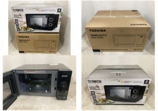 TOSHIBA MICROWAVE OVEN - MODEL NO. MM-EM20P IN WHITE TO INCLUDE TOWER 20L BLACK MANUAL MICROWAVE-TOTAL RRP £130