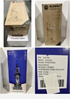 EUREKA POWERSPEED VACUUM AND RUSSELL HOBBS HYPERMAX UPRIGHT VACUUM - MODEL NO RHUV7001