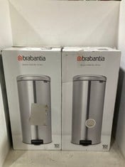 2 X BRABANTIA NEWICON PEDAL BIN 30L MATT STEEL