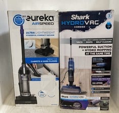 EUREKA AIRSPEED ULTRA LIGHTWEIGHT COMPACT VACUUM AND SHARK HYDROVAC CORDED VACUUM