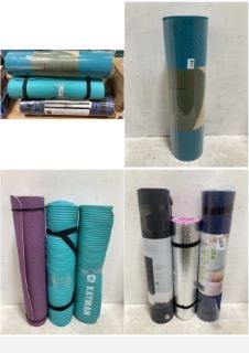 8 X ASSORTED YOGA/EXERCISE MATS TO INCLUDE TPE YOGA ECO FRIENDLY MAT AQUA