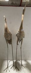 PAIR OF BRASS CRANES - GARDEN SCULPTURE