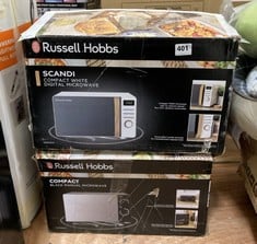 RUSSELL HOBBS SCANDI COMPACT WHITE DIGITAL MICROWAVE MODEL NO- RHMD714-N AND RUSSELL HOBBS COMPACT BLACK MANUAL MICROWAVE MODEL NO- RHM1701B-MR