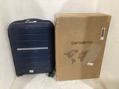 SAMSONITE FLUX 4-WHEEL EXPANDABLE CABIN CASE NAVY BLUE AND SAMSONITE AIREA SPINNERS 55/20 CASE IN BLACK