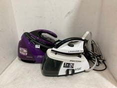 MORPHY RICHARDS AUTOCLEAN SPEED STEAM PRO STEAM GENERATOR IRON PURPLE 332100 - RRP £325 TO INCLUDE RUSSELL HOBBS SERIES 1 STEAM GENERATOR IRON 24420