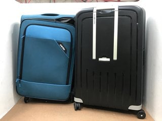 SAMSONITE SUITCASE IN BLACK TO INCLUDE PAKLITE LARGE SUITCASE IN BLUE: LOCATION - H6