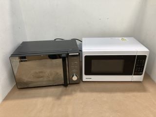 TOSHIBA WHITE MICROWAVE OVEN MODEL: MM-EM20P(WH) TO INCLUDE RUSSELL HOBBS COMPACT BLACK MICROWAVE: LOCATION - H6