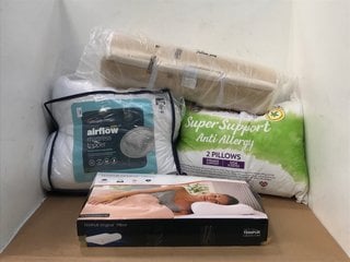 4 X BEDDING ITEMS TO INCLUDE SILENT NIGHT AIRFLOW MATTRESS TOPPER: LOCATION - H8