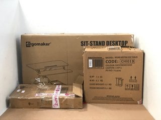 3 X HOUSEHOLD FURNITURE TO INCLUDE ERGOMAKER STANDING DESK CONVERTER: LOCATION - H8