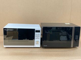 RUSSELL HOBBS COMPACT WHITE DIGITAL MICROWAVE IN WHITE MODEL: RHM2079A TO INCLUDE TOSHIBA MICROWAVE OVEN MODEL: MV-AM20T(BK): LOCATION - H10