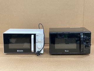 SWAN 700W MANUAL MICROWAVE OVEN IN BLACK TO INCLUDE HADEN 17L MICROWAVE IN WHITE: LOCATION - H10