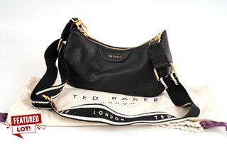 TED BAKER WEBBING LEATHER CROSSBODY BAG IN BLACK - RRP £119: LOCATION - FRONT BOOTH