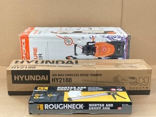 3 X GARDENING ITEMS TO INCLUDE YARD FORCE PRESSURE WASHER IN ORANGE/BLACK: LOCATION - H12