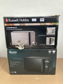 RUSSELL HOBBS COMPACT BLACK DIGITAL MICROWAVE TO INCLUDE SWAN STEALTH 20L BLACK DIGITAL MICROWAVE: LOCATION - I12