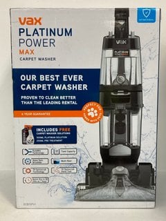 VAX PLATINUM POWER MAX CARPET WASHER - MODEL NO: ECB1SPV1 - RRP £269.99: LOCATION - FRONT BOOTH