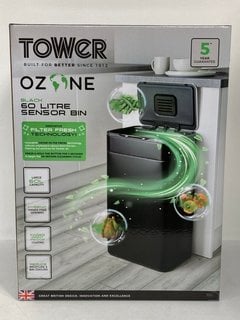 TOWER OZONE 60L SENSOR BIN IN WHITE - RRP £129: LOCATION - FRONT BOOTH