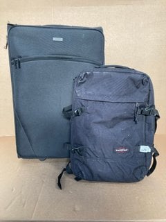 JOHN LEWIS & PARTNERS 2 WHEELED MEDIUM SUITCASE TO INCLUDE EASTPAK MEDIUM BACKPACK IN BLACK: LOCATION - J4