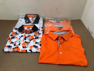 4 X PUMA SHIRTS TO INCLUDE 2 X PUMA MATTR BAY POLO IN WHITE GLOW RICKI ORANGE UK SIZE S/M: LOCATION - J7