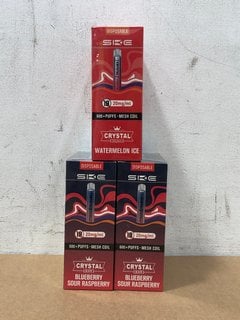 3 X BOXES OF 10 CRYSTAL ICE DISPOSABLE VAPES TO INCLUDE WATERMELON ICE AND BLUEBERRY SOUR RASPBERRY. (PLEASE NOTE: 18+YEARS ONLY. ID MAY BE REQUIRED): LOCATION - E0