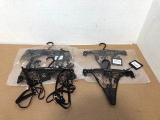 2 X HONEY BIRDETTE WOMENS JULES LACE G-STRING IN BLACK - SIZE UK S TO ALSO INCLUDE 2 X HONEY BIRDETTE WOMENS MATCHING JULES SUSPENDER GARTER IN BLACK - SIZE UK S: LOCATION - J11