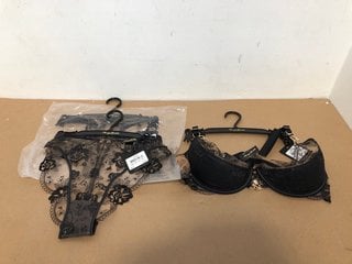 2 X HONEY BIRDETTE WOMENS JULES LACE G-STRINGS IN BLACK - SIZES UK XXS & XS TO ALSO INCLUDE HONEY BIRDETTE WOMENS JULES BRAZILIAN LACE THONGS IN BLACK - SIZE UK XS: LOCATION - J11