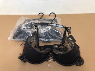 2 X HONEY BIRDETTE WOMENS JULES CONTOUR 1/4 CUP BRA IN BLACK - SIZE UK 36DD & 38DD: LOCATION - J11