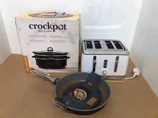 3 X KITCHEN ITEMS TO INCLUDE CROCKPOT 6.5 LTRE SLOW COOKER IN BLACK: LOCATION - J13