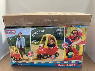 3 X CHILDRENS TOYS TO INCLUDE LITTLE TIKES LET'S GO COZY COUPE VEHICLE IN RED/YELLOW: LOCATION - J17