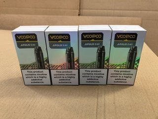 4 X VOOPOO ARGUS E40 VAPES IN SPRAY BLACK (PLEASE NOTE: 18+YEARS ONLY. ID MAY BE REQUIRED): LOCATION - E0