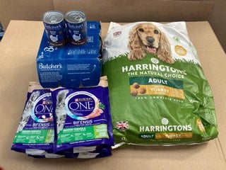 3 X PET ITEMS TO INCLUDE 18 PACK BUTCHERS TINNED DOG FOOD IN VARIOUS FLAVOURS - BBE: 12.2026: LOCATION - E1