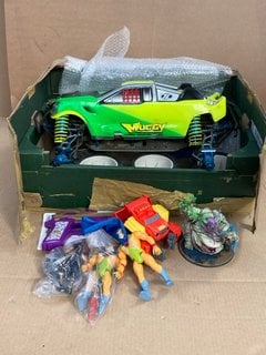 QTY OF ASSORTED CHILDRENS TOYS TO INCLUDE MUGGY HYBRID MONSTER TRUCK IN MULTI: LOCATION - E4