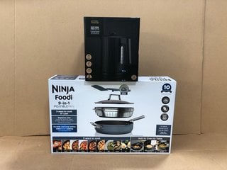 GEORGE FAST BOIL RIBBED KETTLE IN BLACK TO INCLUDE NINJA ZERO STICK 24CM FRYING PAN: LOCATION - E7