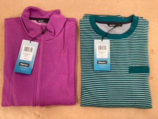 ROHAN RADIANT STRIPE CREW SWEATER IN TEAL SIZE L TO INCLUDE ROHAN RADIANT MERINO JACKET IN PURPLE SIZE WOMENS L: LOCATION - E7