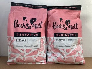 2 X POOCH & MUTT SENIOR 7+ COMPLETE DRY DOG FOOD 7.5KG: LOCATION - E7