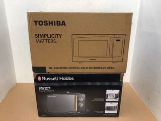 RUSSELL HOBBS GROOVE 17L MANUAL MICROWAVE IN GREY MODEL: RHMM723G TO INCLUDE TOSHIBA SOLO MICROWAVE OVEN IN BLACK MODEL: ML-EM23P(BS): LOCATION - H2